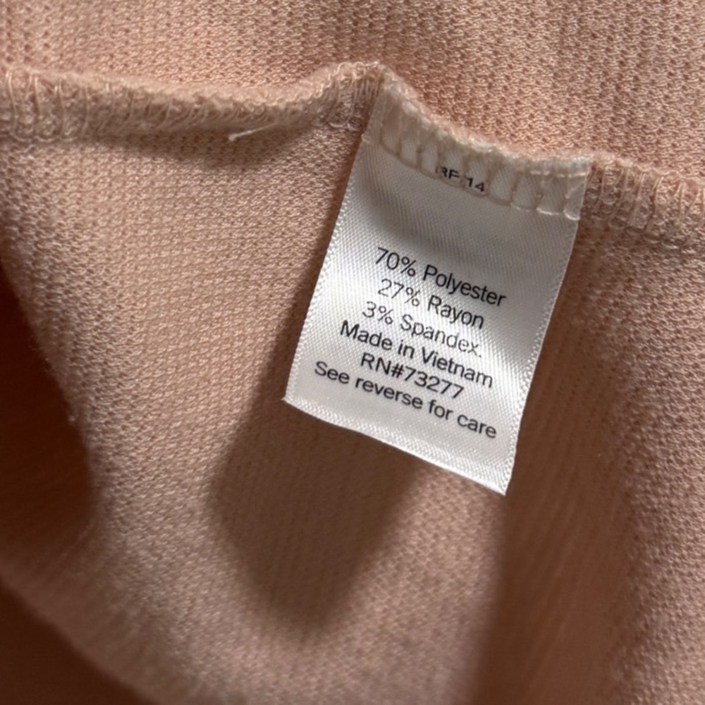 Nine West Womens Large Dusty Pink Ribbed Puff Shoulder Long Sleeve Top Blouse - Picture 3 of 4
